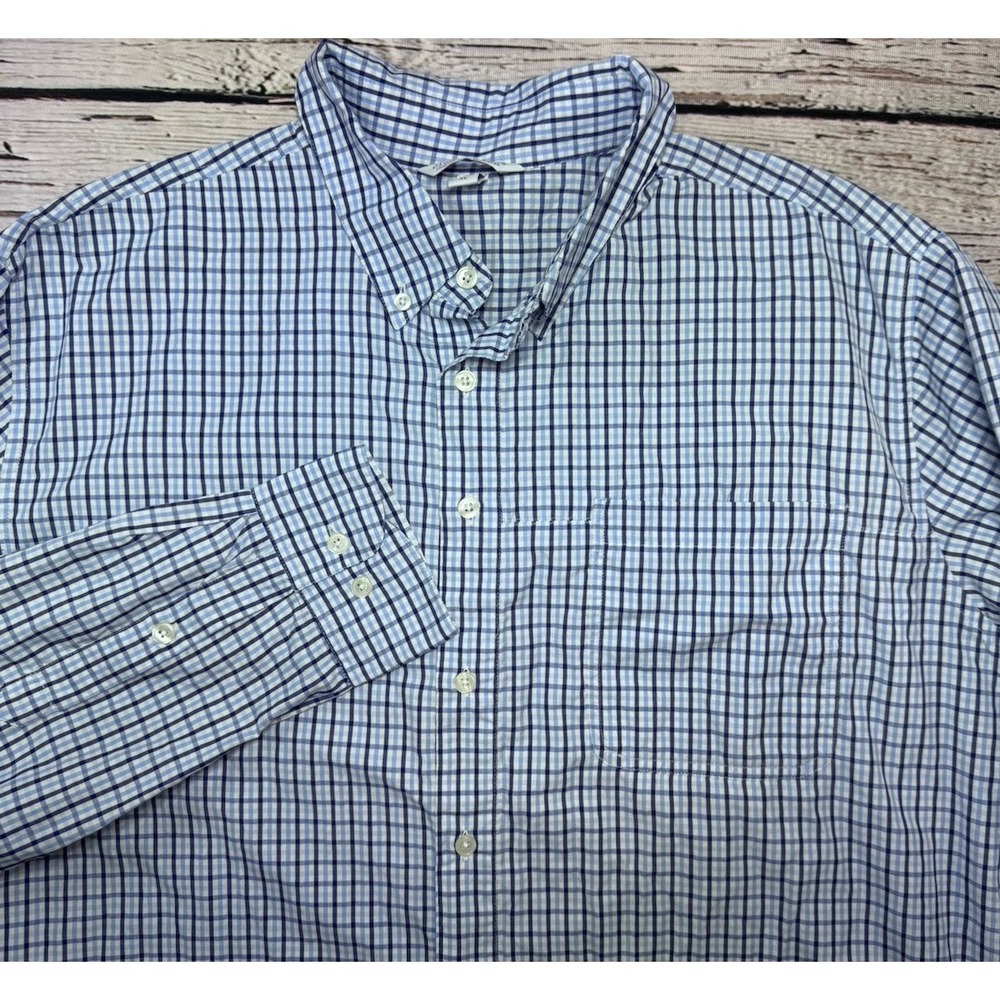 Clothing Arts Men Shirt XL P Cubed‎ Plaid Pick Pocket Proof Long Sleeve Button
